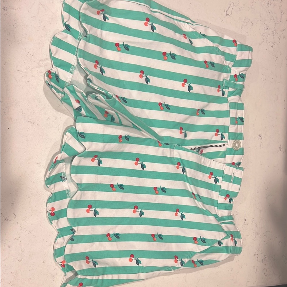 crown & ivy Green and White Striped Kids Shorts